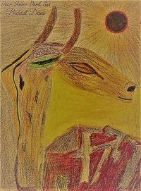 Deer Under Dark Sun Painting By Biduut Daas
